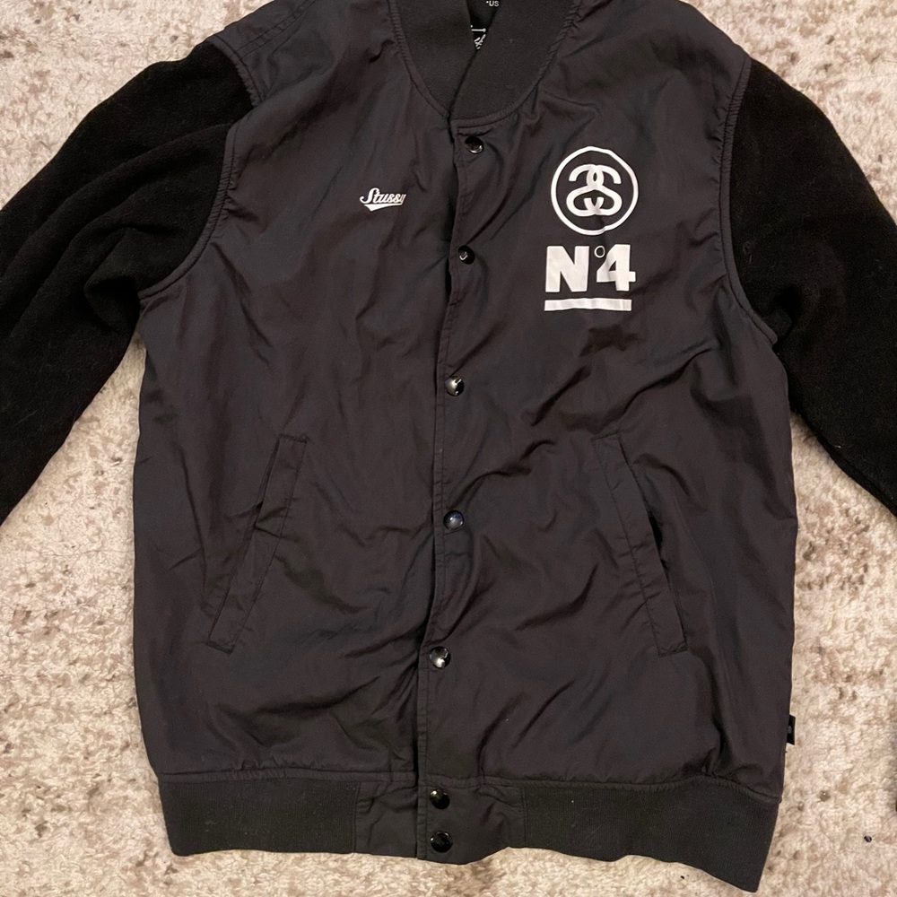 Stussy black bomber jacket for men